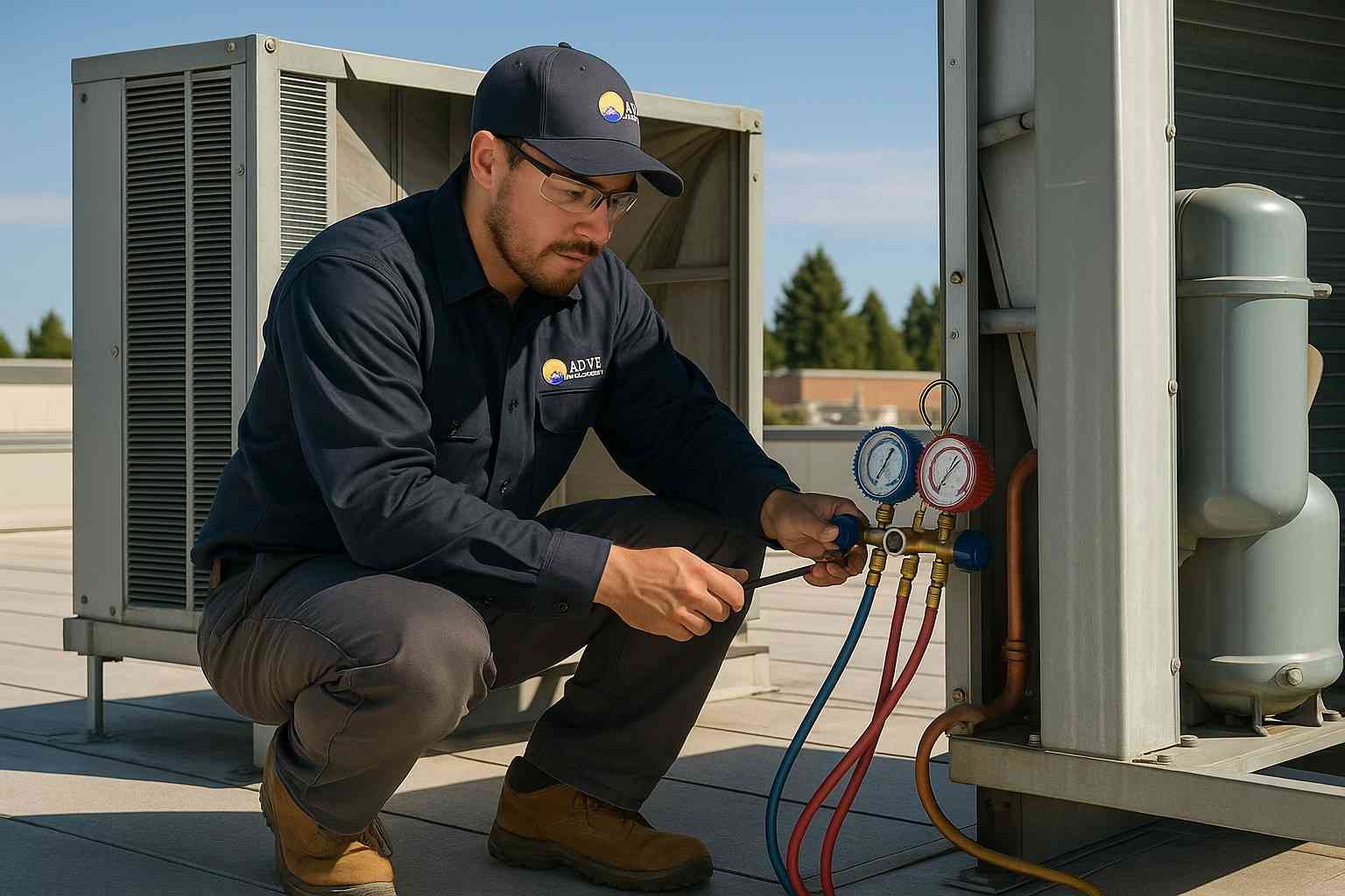 HVAC Technician Showing Homeowner