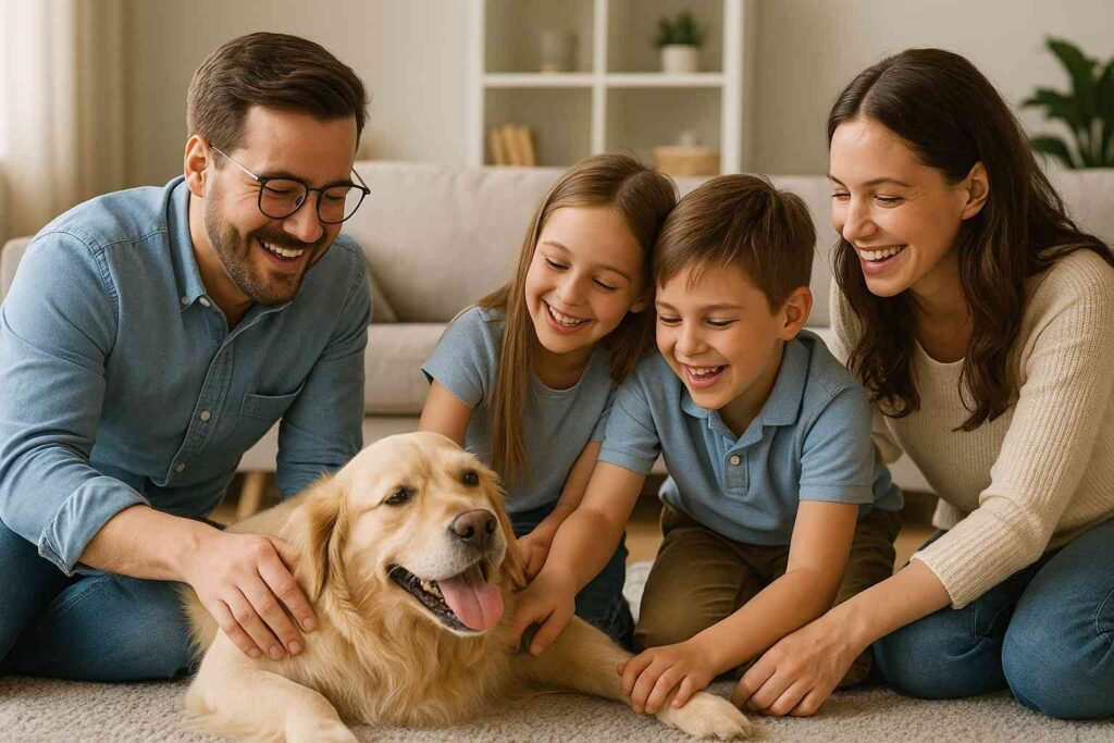 Family Playing with Dog