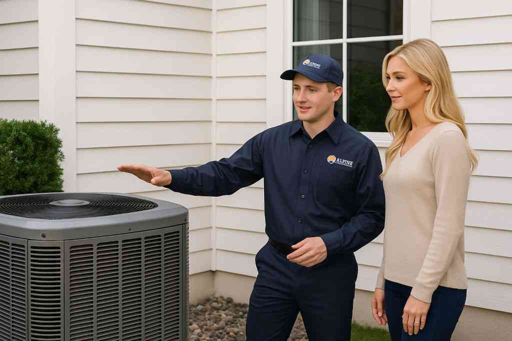 Technician Showing Owner Heat Pump