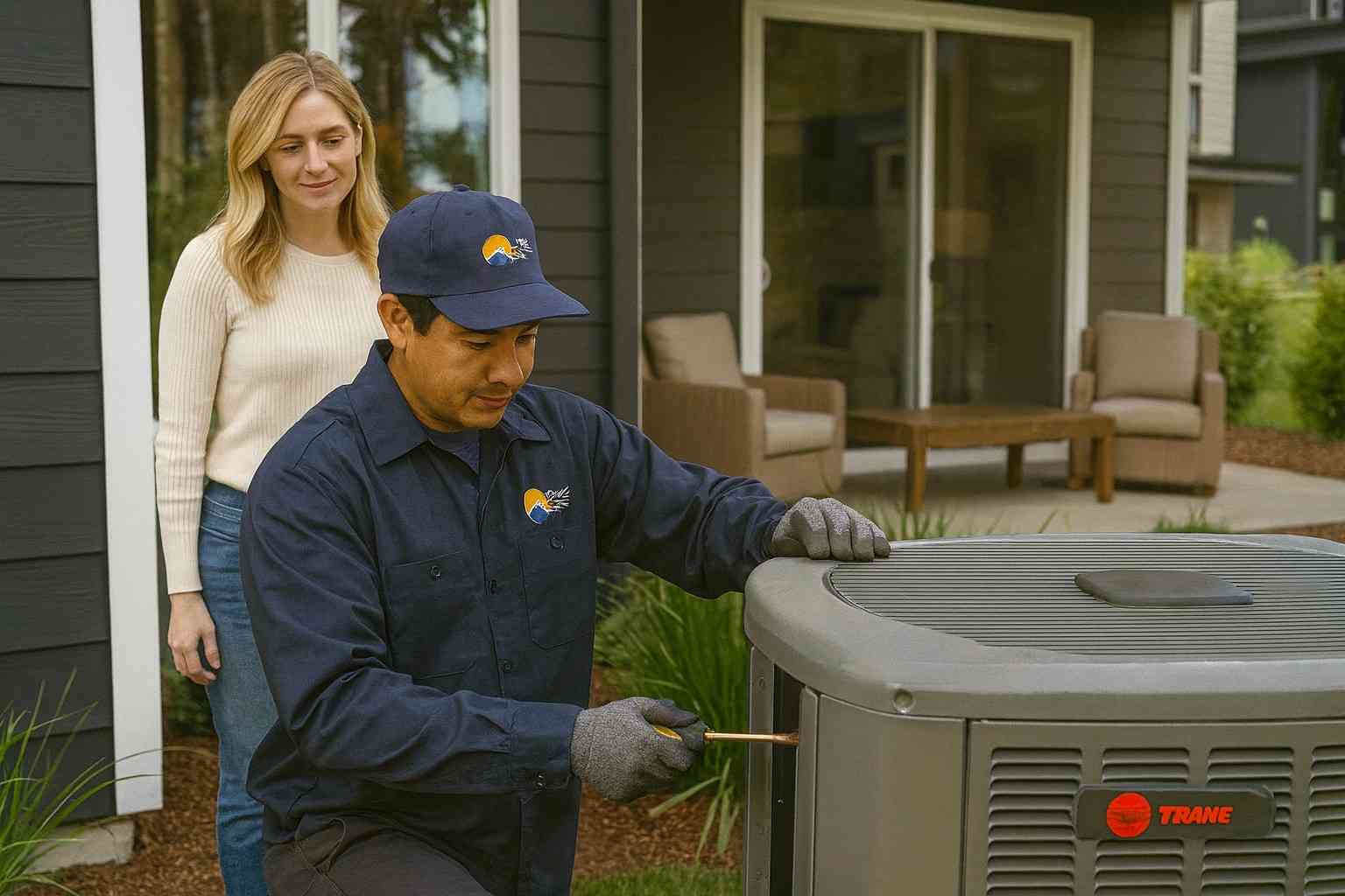 Technician Working On Heat Pump 2